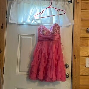 Pink dress from deb size 3/4 worn